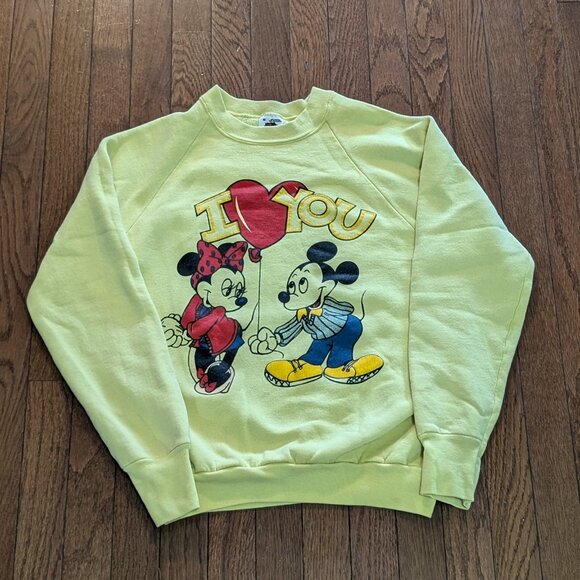 Vintage Mickey and Minnie Mouse I Love You FOTL Bootleg Crewneck - Size M - Picture 1 of 3